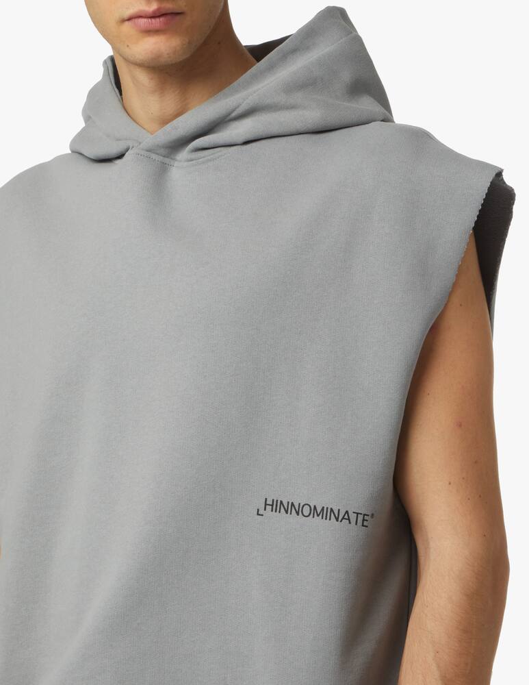 rinascente HINNOMINATE Felpa con cappuccio loghino no maniche taglio vivo - grigio