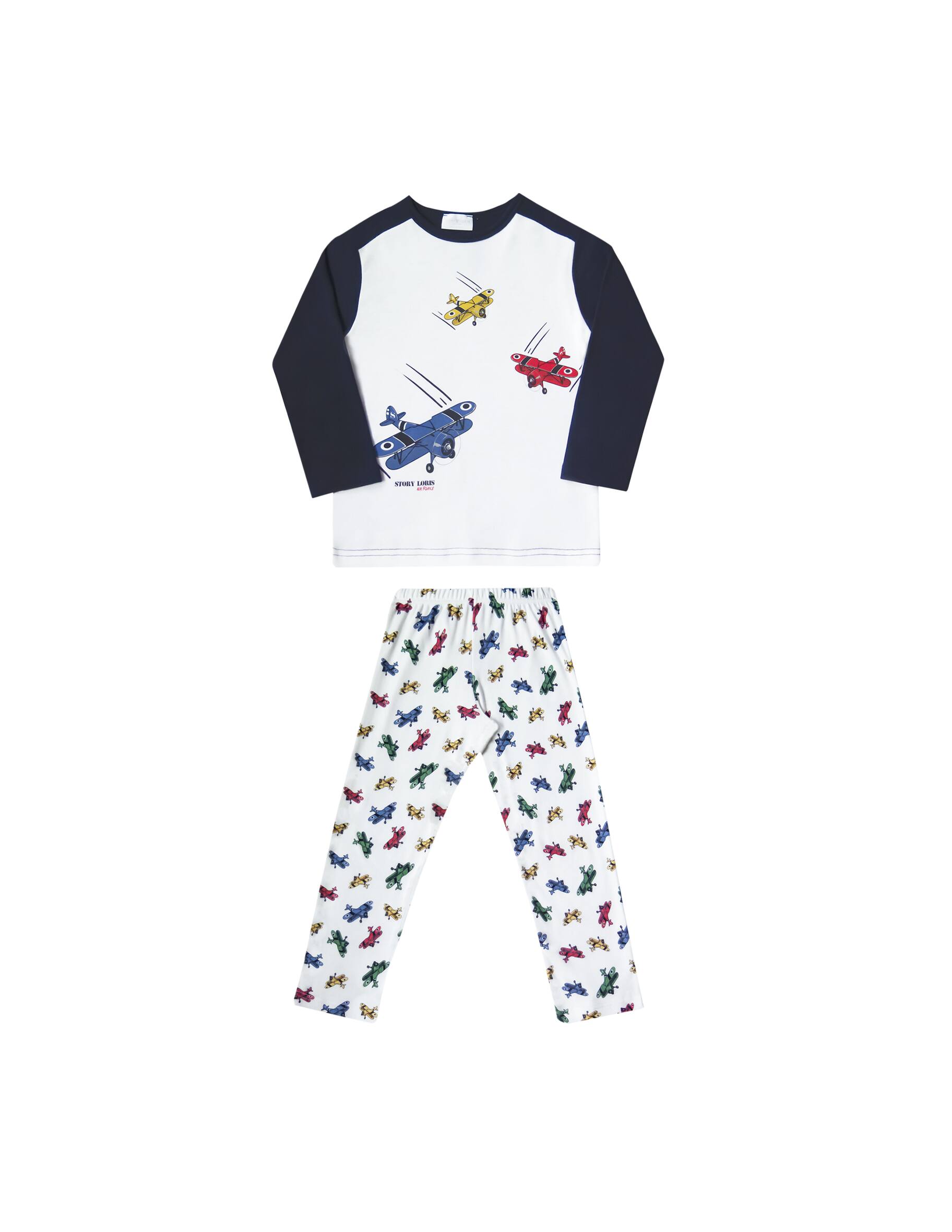 Shop Story Loris Interlock pyjamas with colourful airplane print on ...