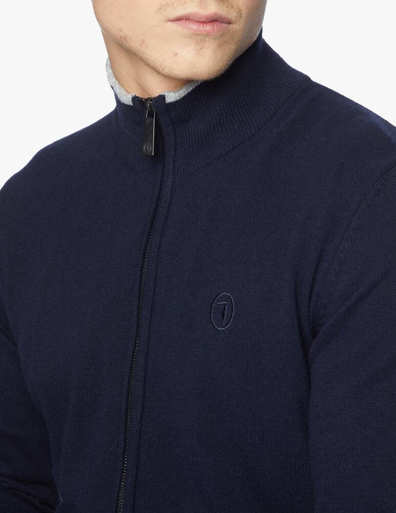 rinascente Trussardi Cardigan regular fit in lana e cachemire con zip