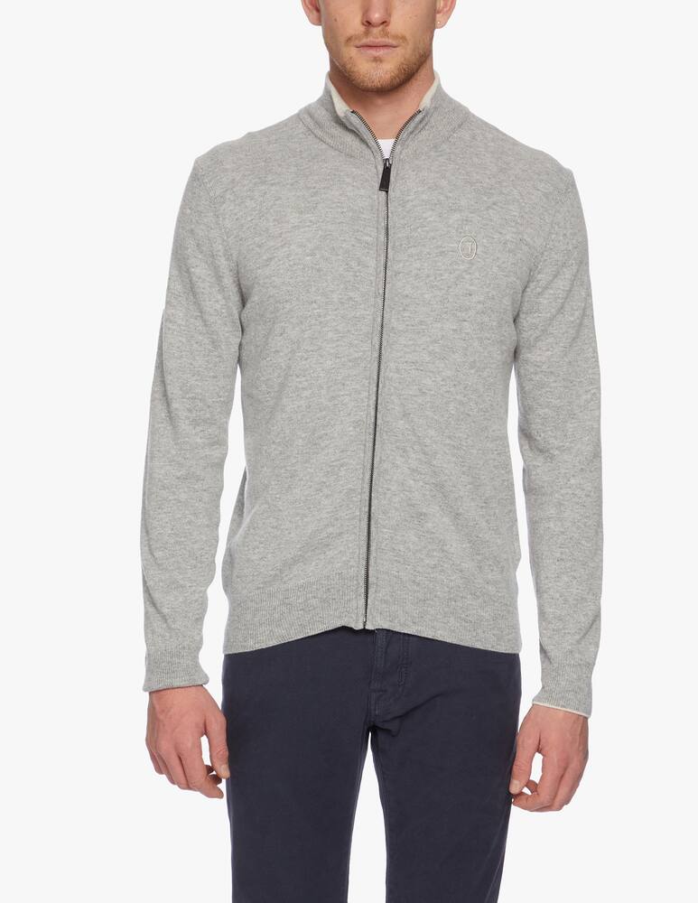 rinascente Trussardi Regular fit zip up wool and cashmere cardigan