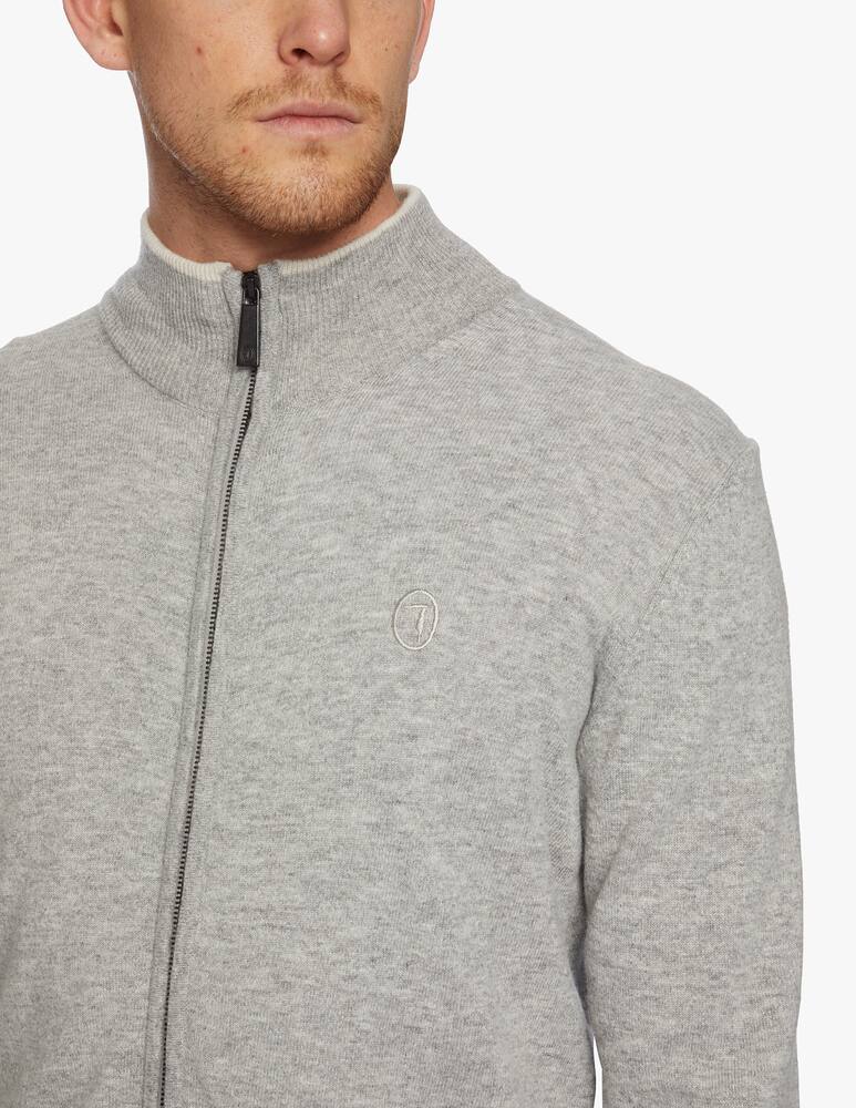 rinascente Trussardi Regular fit zip up wool and cashmere cardigan