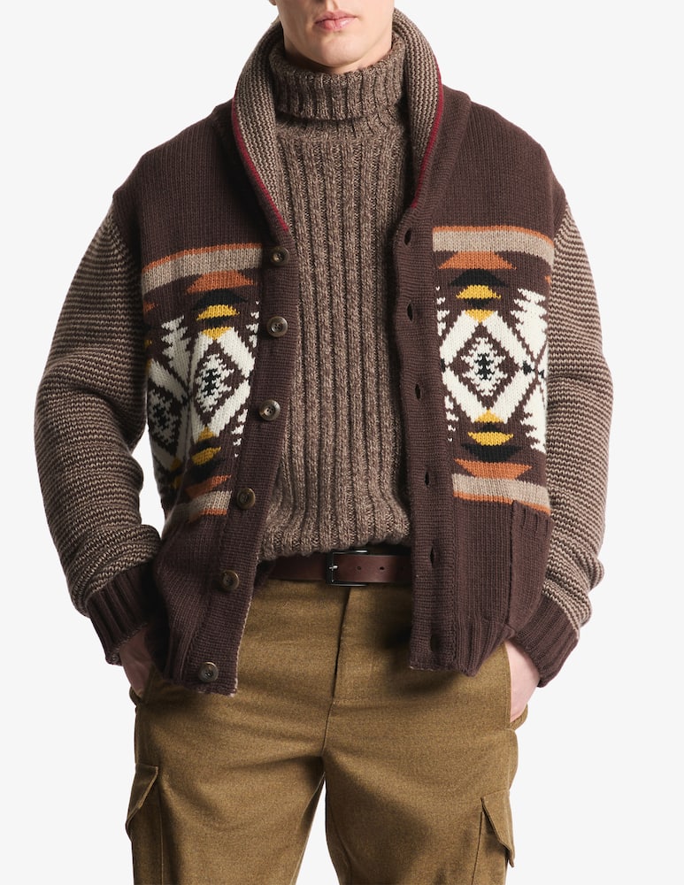 Fay jacquard wool cardigan - picture 1 Fay jacquard wool cardigan - picture 1