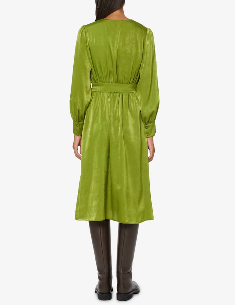 rinascente Marella Vestito midi a manica lunga con cintura - Verde