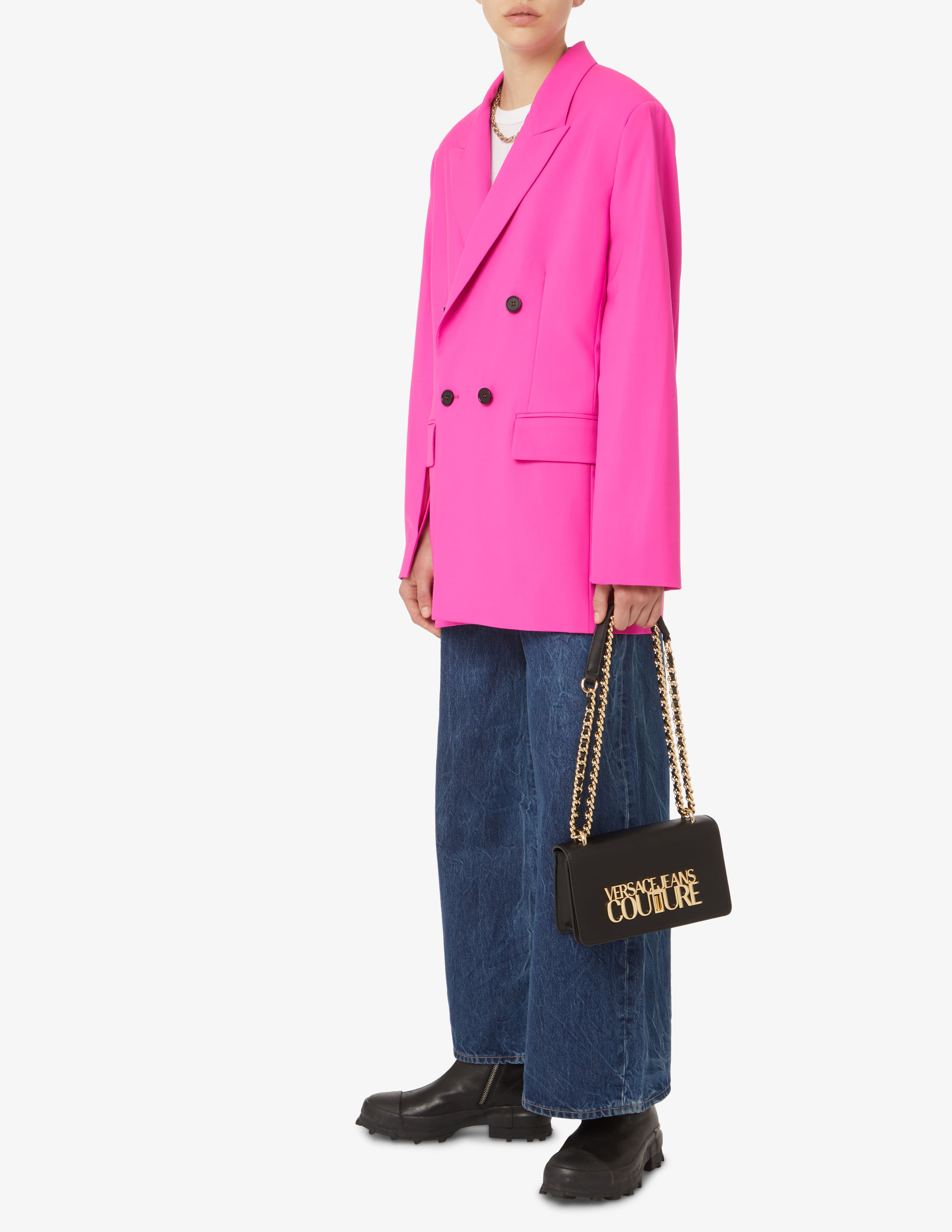 Shop Versace Jeans Couture Shoulder logo flap bag - Black on