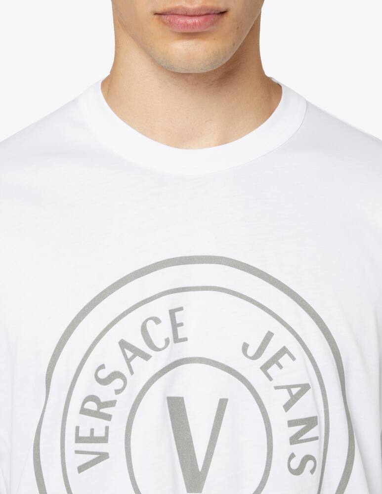 rinascente Versace Jeans Couture Maglietta in cotone con logo - bianco e argento