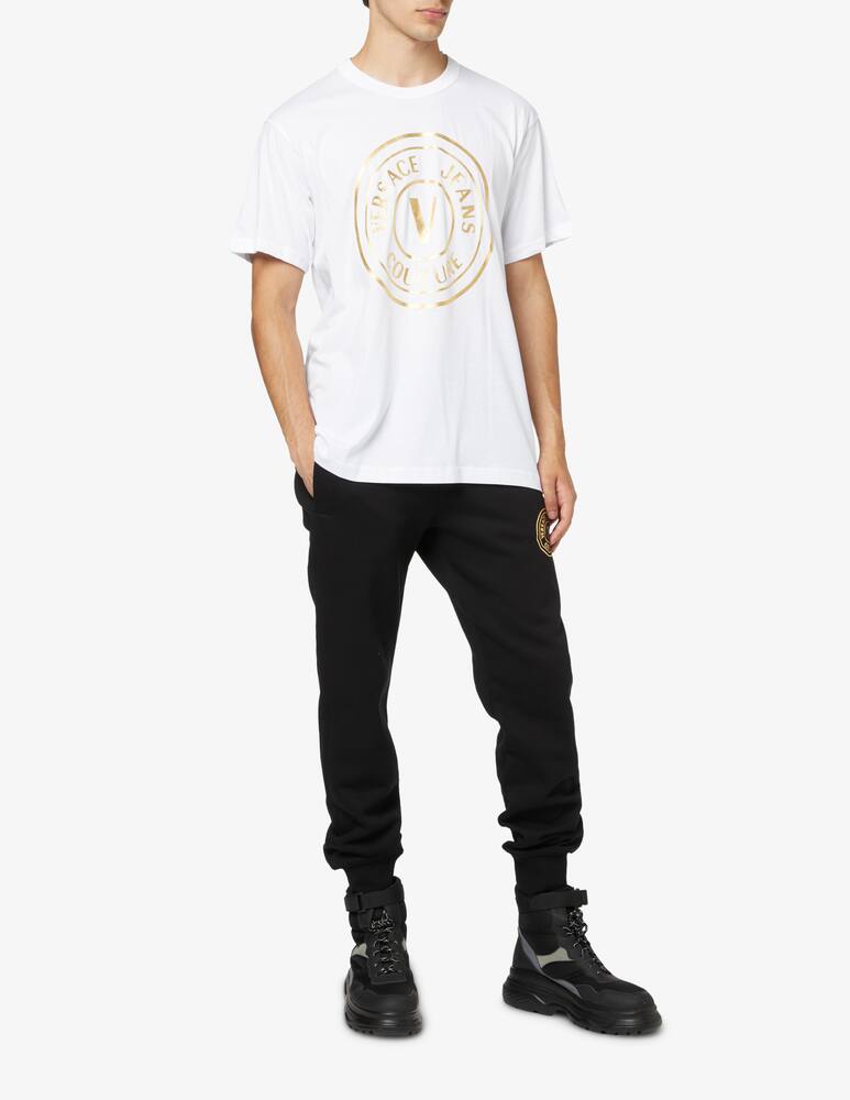 rinascente Versace Jeans Couture Maglietta in cotone con logo - bianco e oro