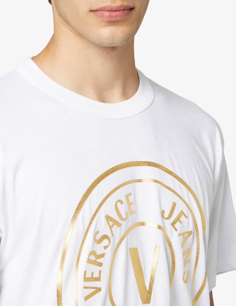 rinascente Versace Jeans Couture Maglietta in cotone con logo - bianco e oro