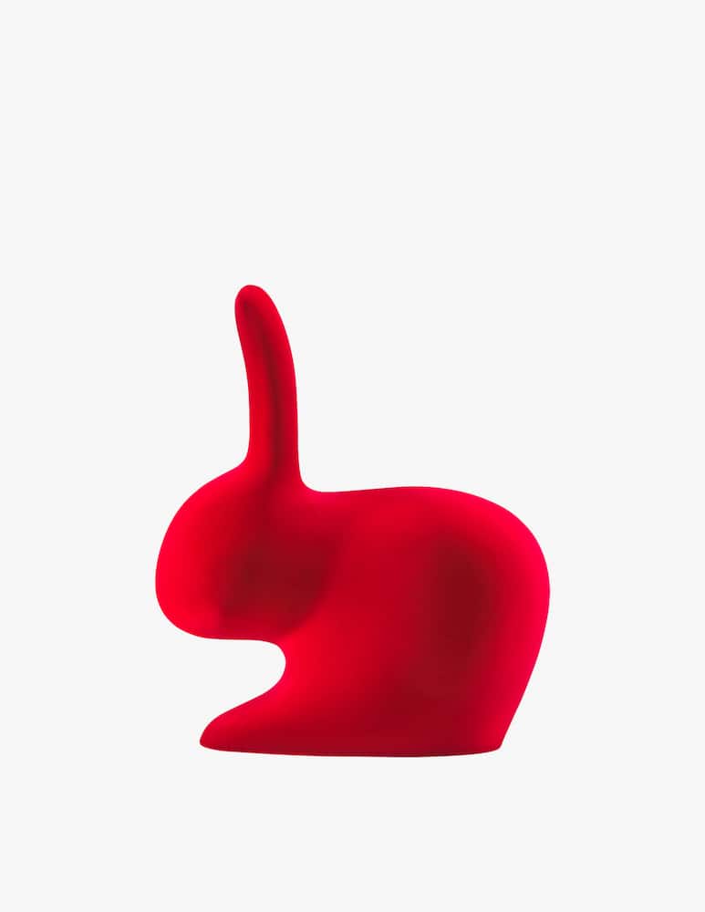 Qeeboo Sgabello Rabbit Baby Con Finitura In Velluto Rosso - immagine 2 Qeeboo Sgabello Rabbit Baby Con Finitura In Velluto Rosso - immagine 2