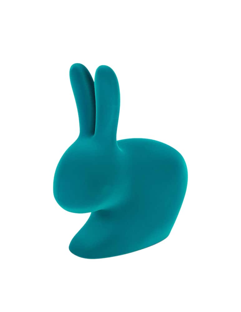 Qeeboo Sedia Rabbit Baby velvet finish - petrolio - immagine 1 Qeeboo Sedia Rabbit Baby velvet finish - petrolio - immagine 1