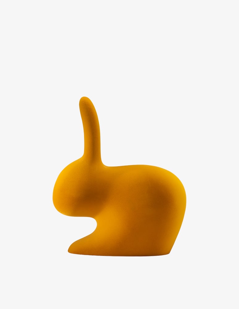 rinascente Qeeboo Sedia Rabbit XS Bookend Velvet Finish Dark Gold