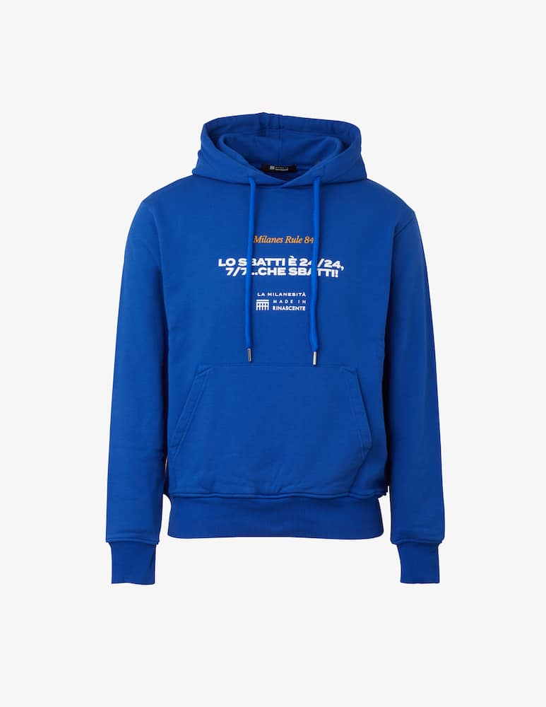 Rinascente Sweatshirt Hoodie Blu Klein Lo Sbatti E 24/24 7/7...Che Sbatti! - picture 1 Rinascente Sweatshirt Hoodie Blu Klein Lo Sbatti E 24/24 7/7...Che Sbatti! - picture 1