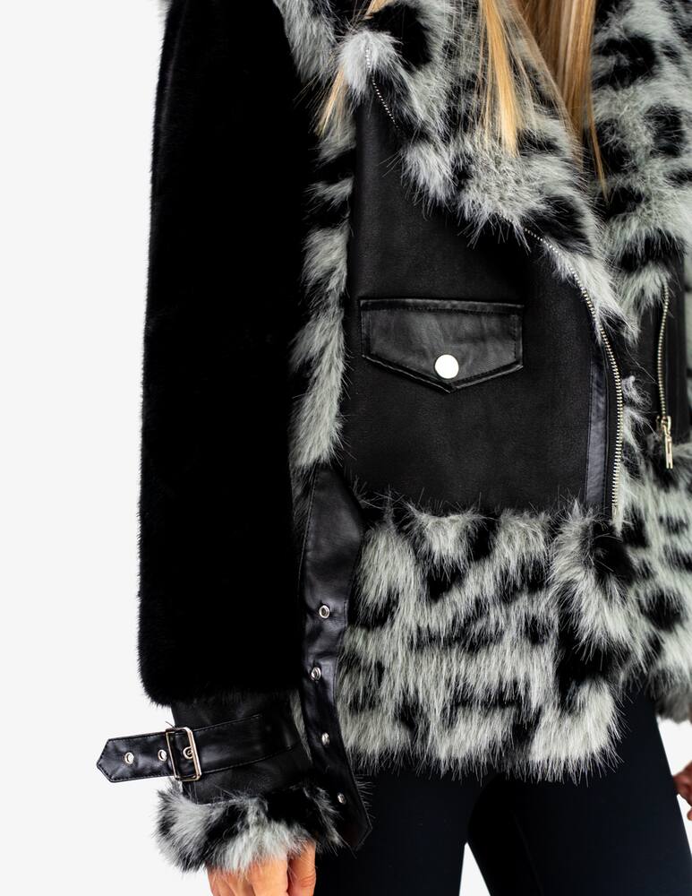 rinascente Le Volière Biker jacket mixed fauxfur