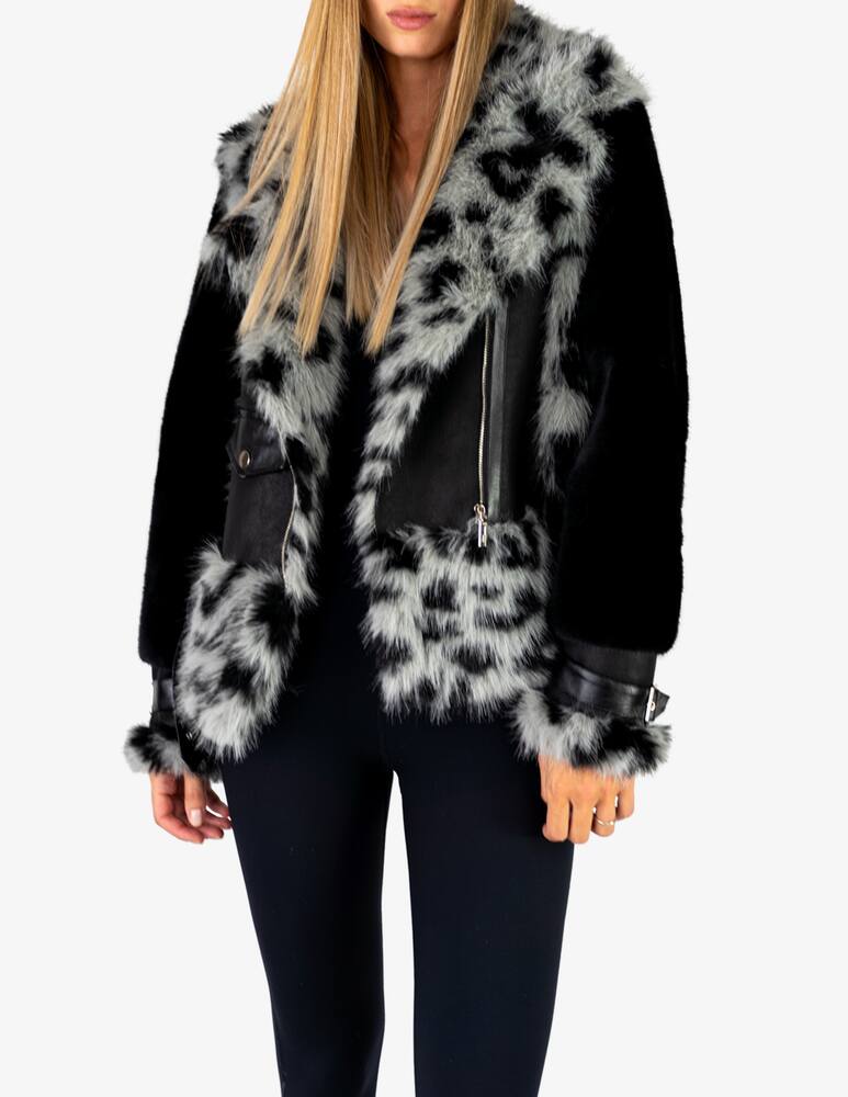 rinascente Le Volière Biker jacket mixed fauxfur