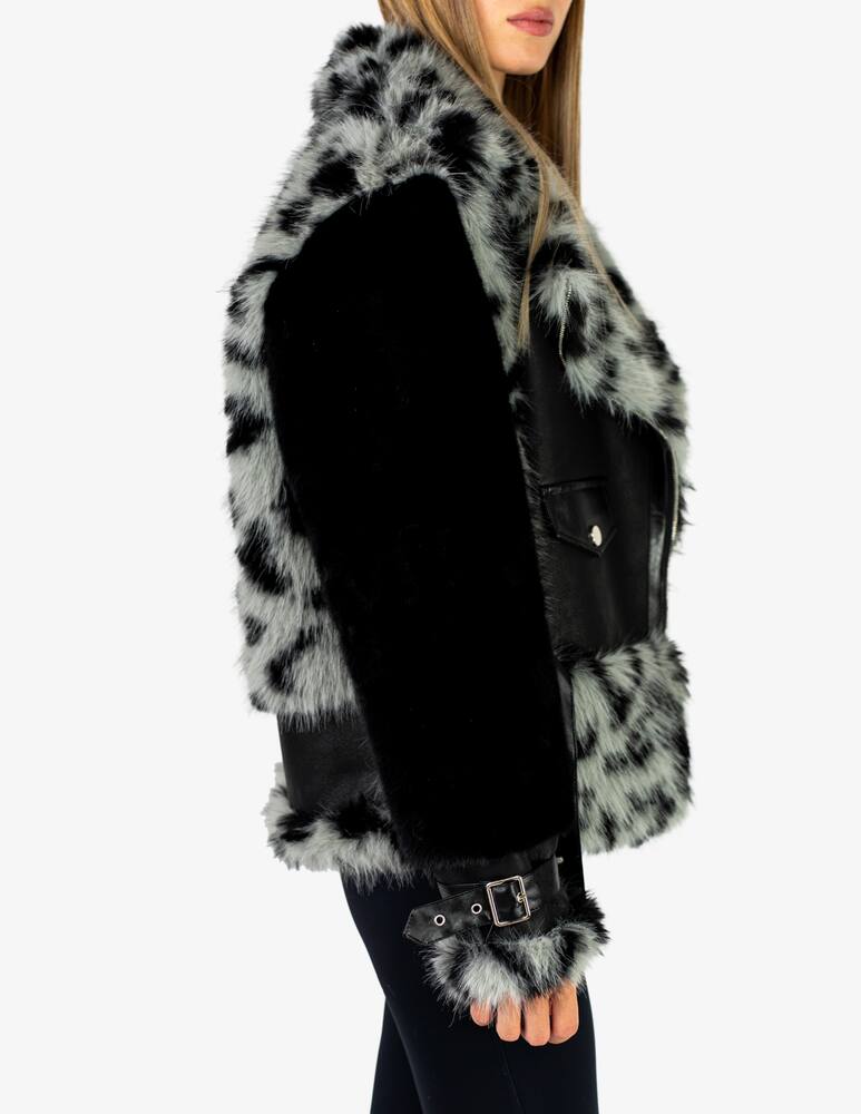 rinascente Le Volière Biker jacket mixed fauxfur