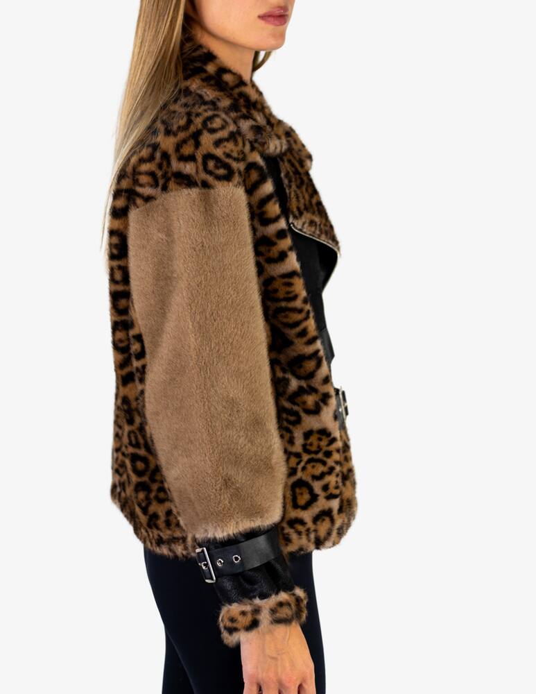 rinascente Le Volière Biker jacket mixed fauxfur