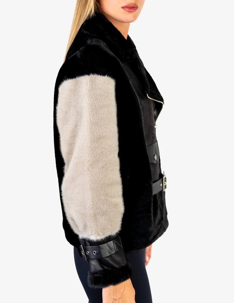 rinascente Le Volière Biker jacket mixed fauxfur