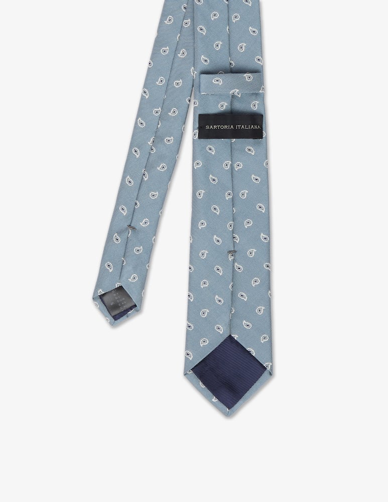 Sartoria Italiana Cravatta micro fantasia paisley tinta unita 7,5 - immagine 2 Sartoria Italiana Cravatta micro fantasia paisley tinta unita 7,5 - immagine 2