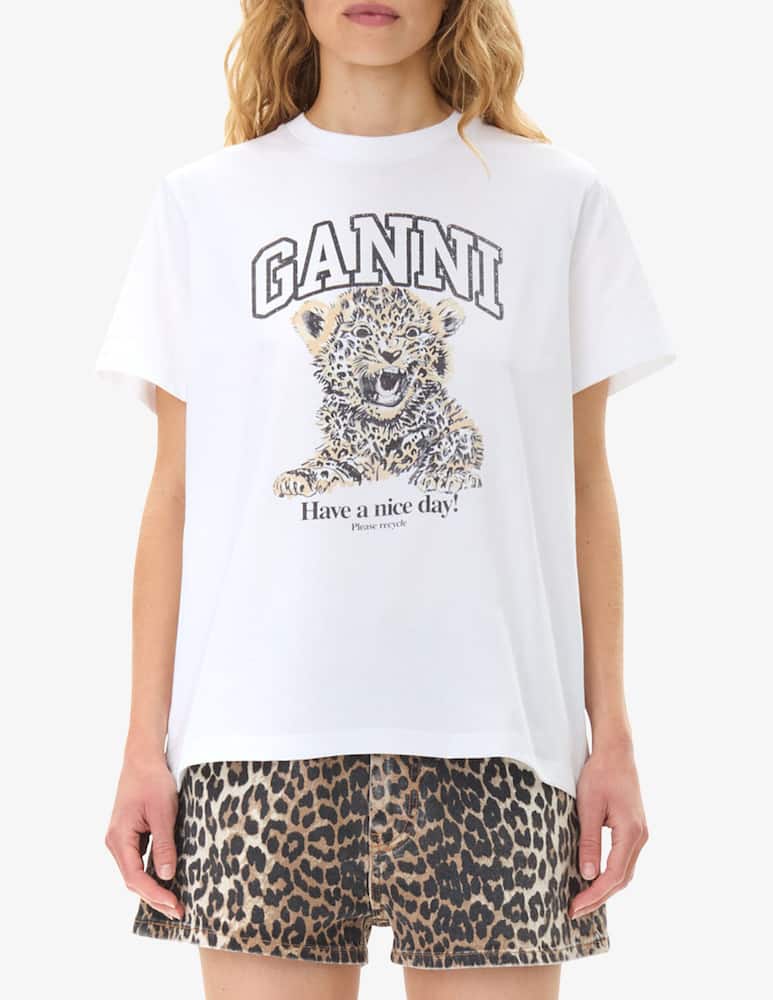 Ganni Leopard cotton t-shirt - picture 1 Ganni Leopard cotton t-shirt - picture 1