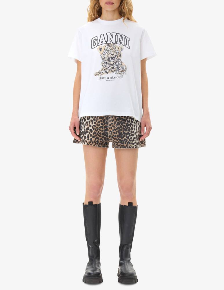 rinascente Ganni T-shirt in cotone leopardata