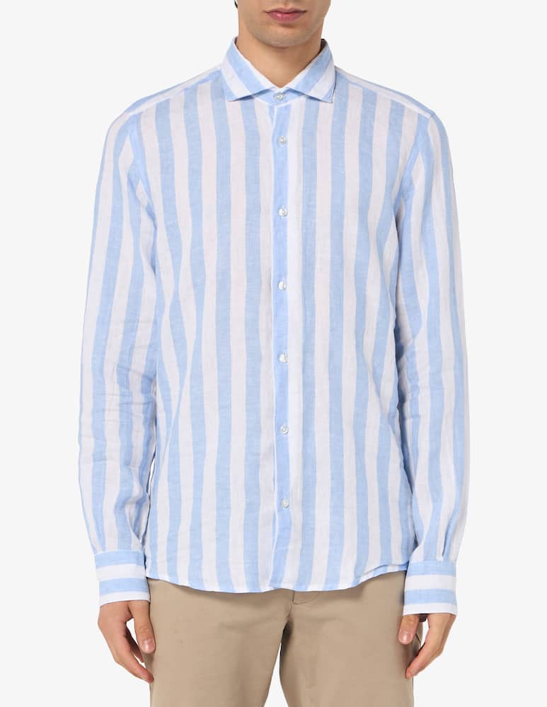 Sartoria Italiana Camicia slim fit in lino a righe - immagine 1 Sartoria Italiana Camicia slim fit in lino a righe - immagine 1
