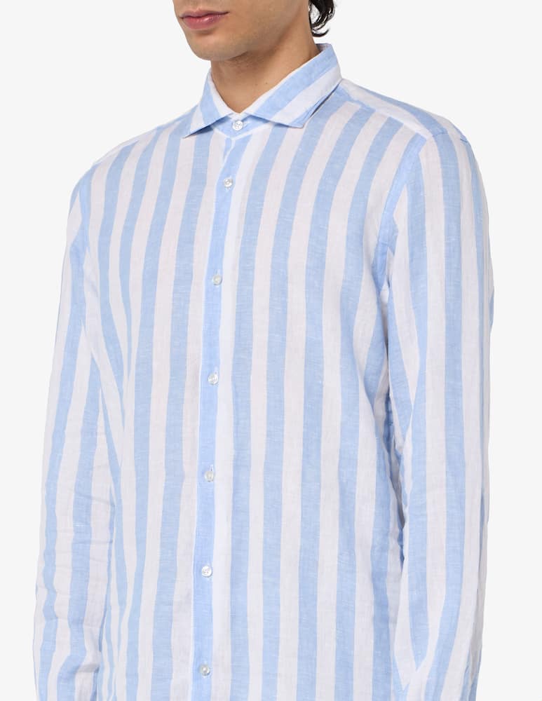 Sartoria Italiana Camicia slim fit in lino a righe - immagine 4 Sartoria Italiana Camicia slim fit in lino a righe - immagine 4
