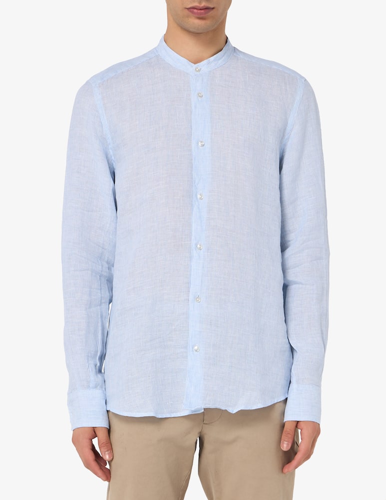 rinascente Sartoria Italiana Lino slim mandarin shirt