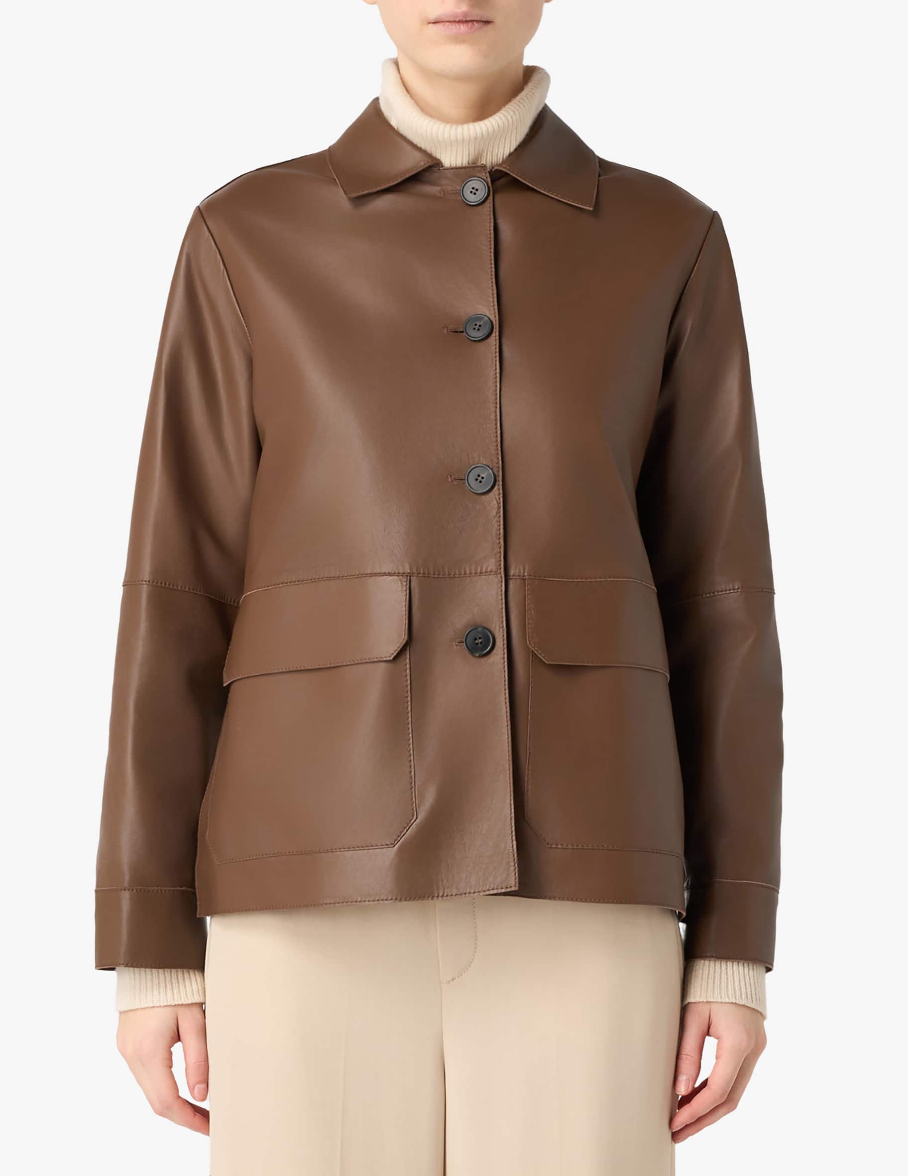 25SS new/Max Mara リト半袖シャツジャケット Jacket Brown Max Mara 'S Max Mara Button-Up Long-Sleeved Jacket - Jackets