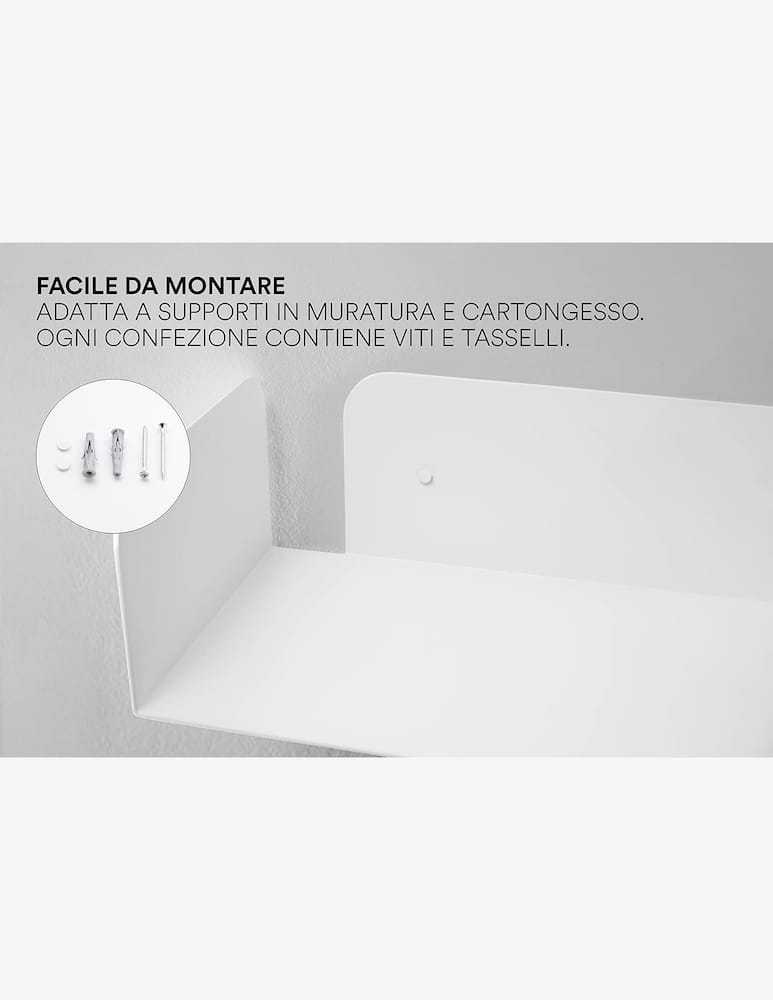 rinascente D-Segno Smarty Metal Shelf – 2-Piece Kit