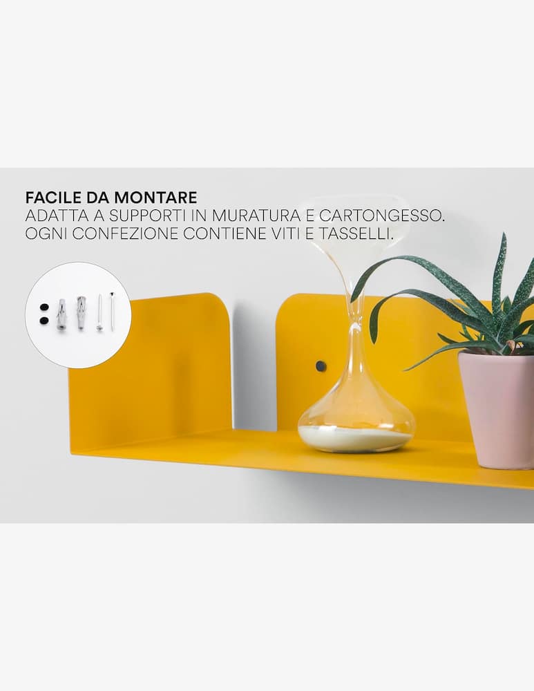 rinascente D-Segno Smarty Metal Shelf – 2-Piece Kit