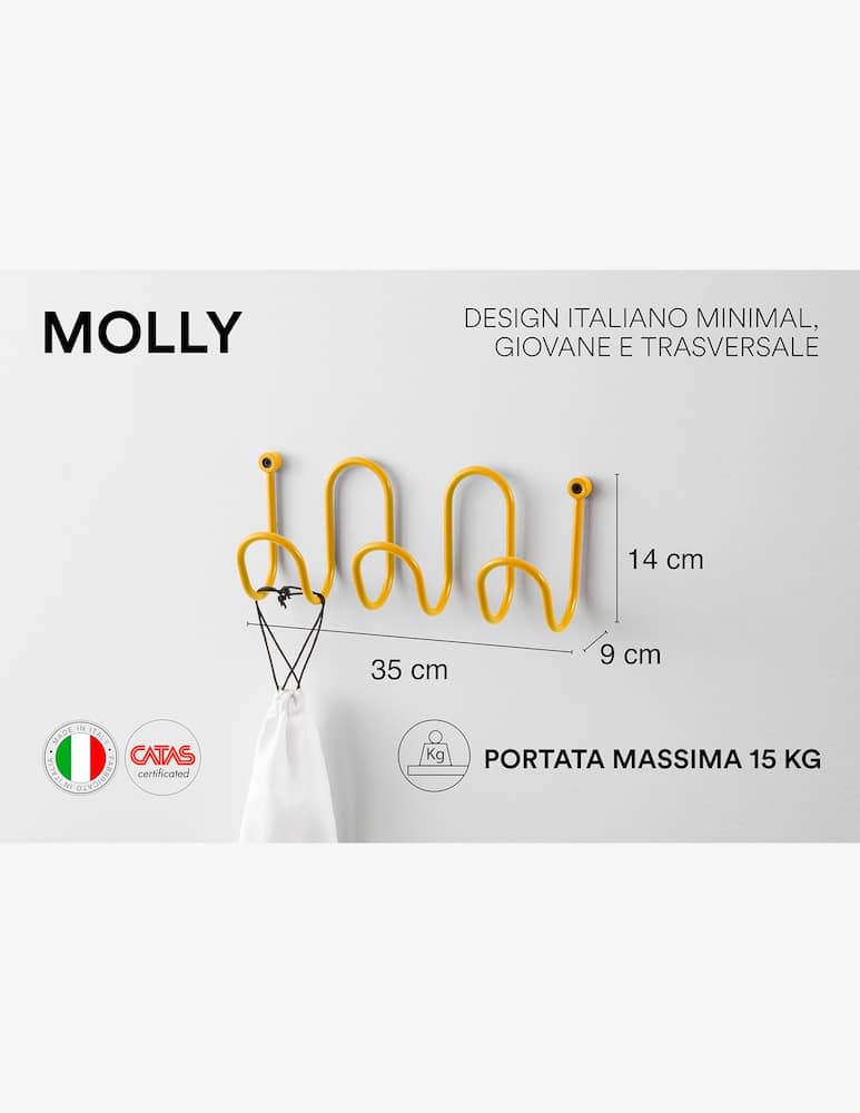 rinascente D-Segno Appendiabiti da muro Molly 3 ganci
