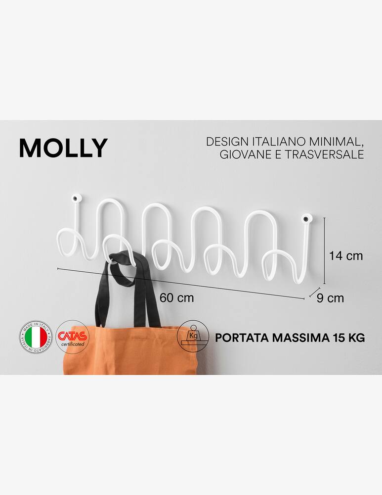 rinascente D-Segno Appendiabiti da muro Molly 5 ganci