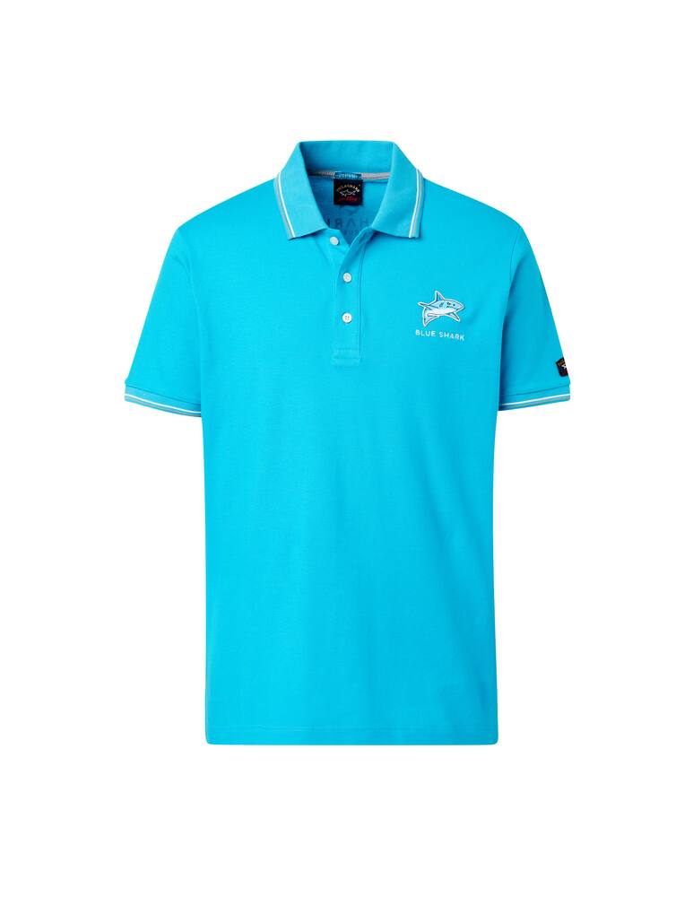 rinascente Paul & Shark Embroidered shark polo - light blue