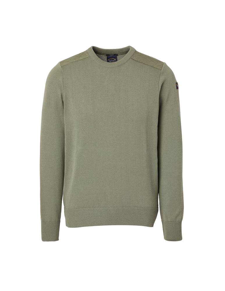 rinascente Paul & Shark Maglia girocollo in cotone inserti lino - verde