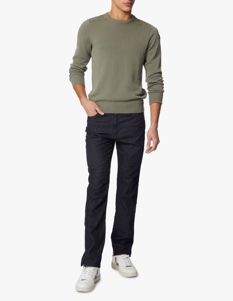 rinascente Paul & Shark Maglia girocollo in cotone inserti lino - verde