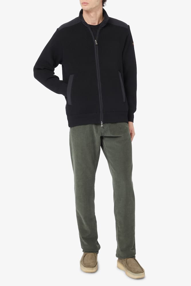 rinascente Paul & Shark Nylon details ribbed fzip cardigan - Black