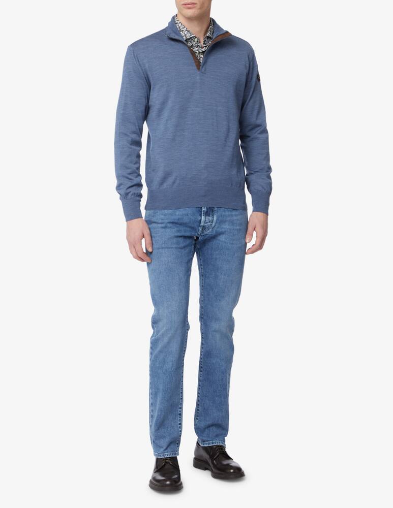rinascente Paul & Shark Suede details mzip wool sweater - Blue