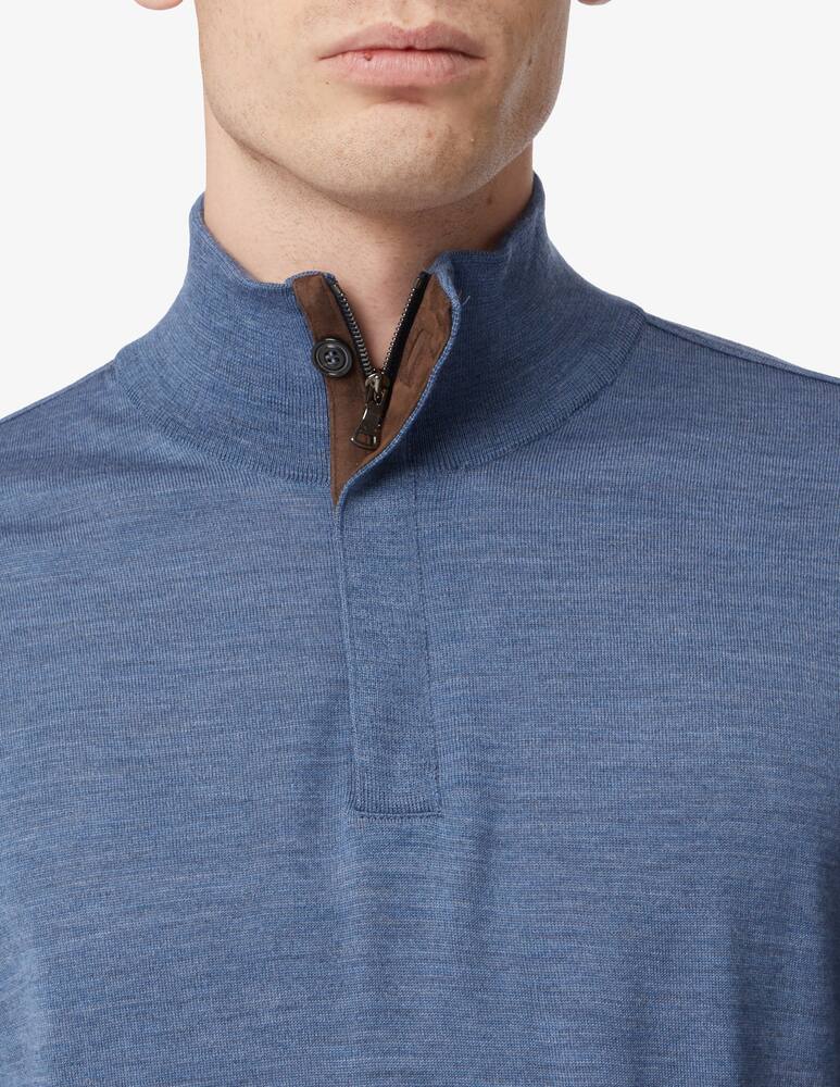 rinascente Paul & Shark Suede details mzip wool sweater - Blue