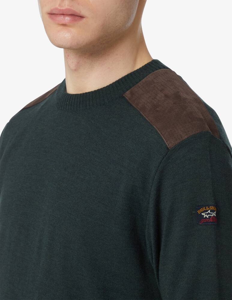 rinascente Paul & Shark Maglia girocollo con inserti sulle spalle - Verde
