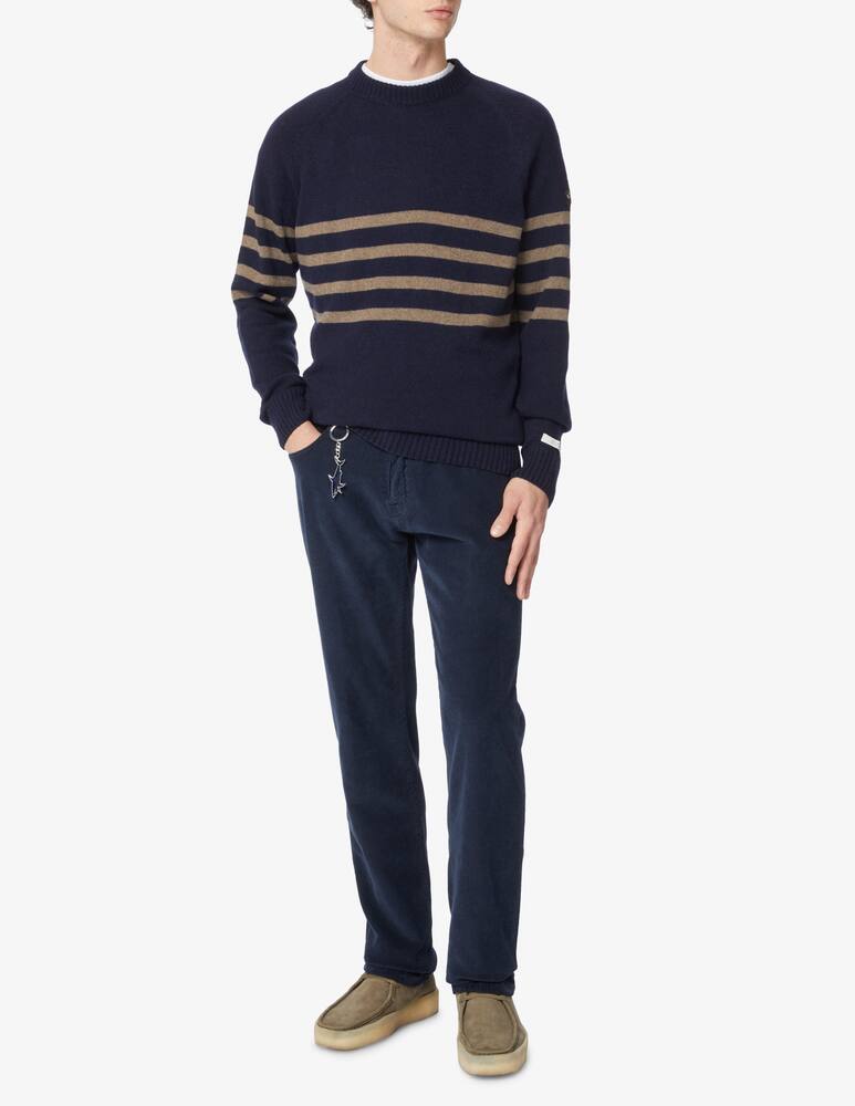 rinascente Paul & Shark Recashmere band roundneck sweater - Blue