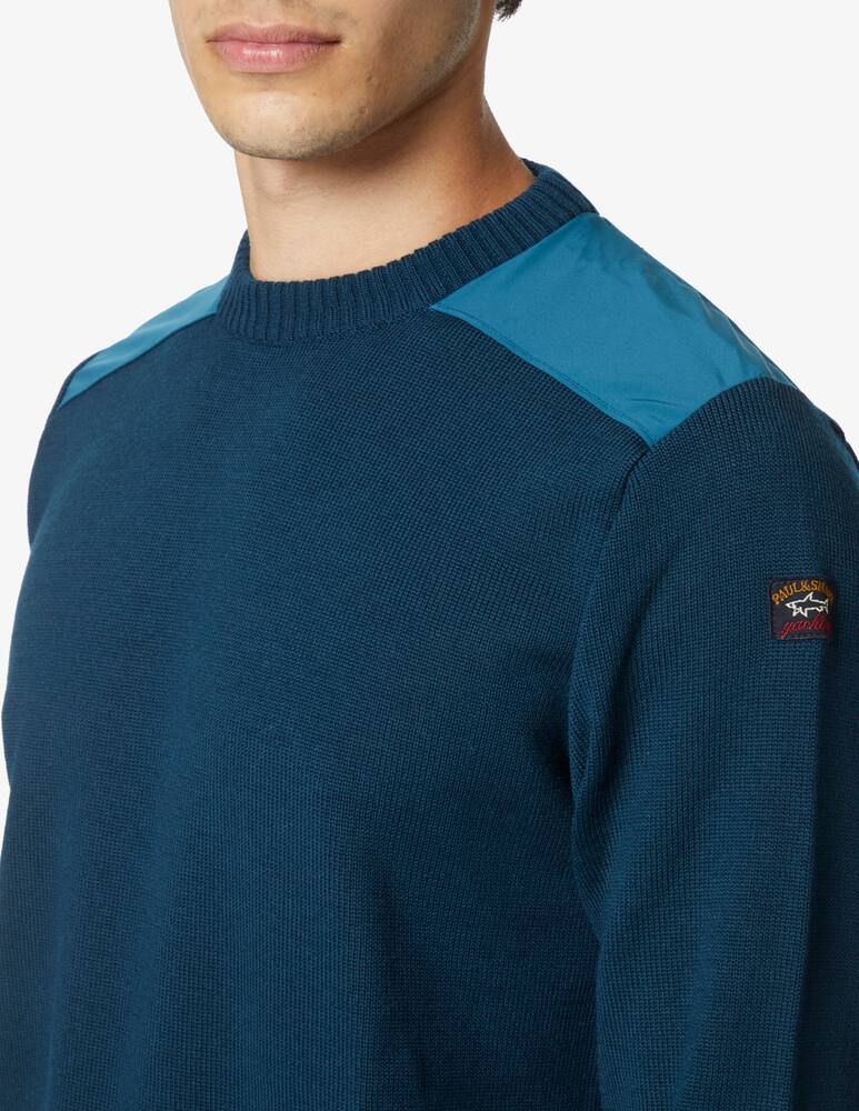 rinascente Paul & Shark Maglia girocollo in lana inserti in nylon - Blu