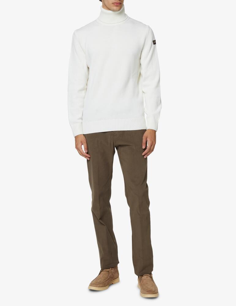 rinascente Paul & Shark Ribbed neck wool turtleneck - White