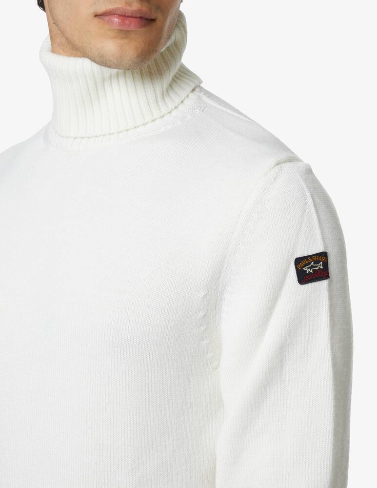 rinascente Paul & Shark Ribbed neck wool turtleneck - White
