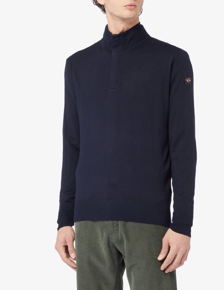 rinascente Paul & Shark Suede details mzip wool sweater - Blue