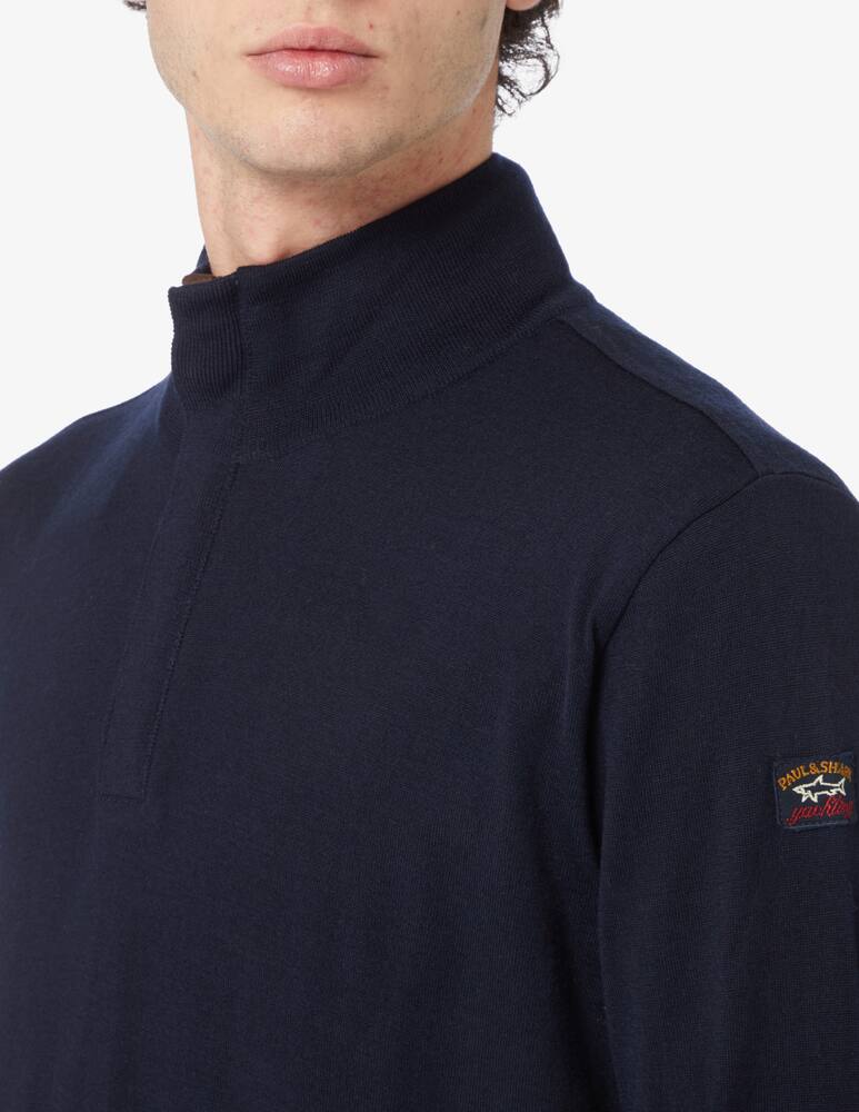 rinascente Paul & Shark Suede details mzip wool sweater - Blue