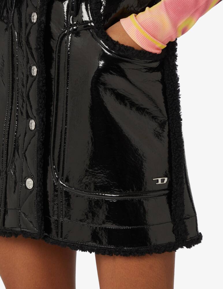 rinascente Diesel Patent leather mini skirt with sheepskin - Black