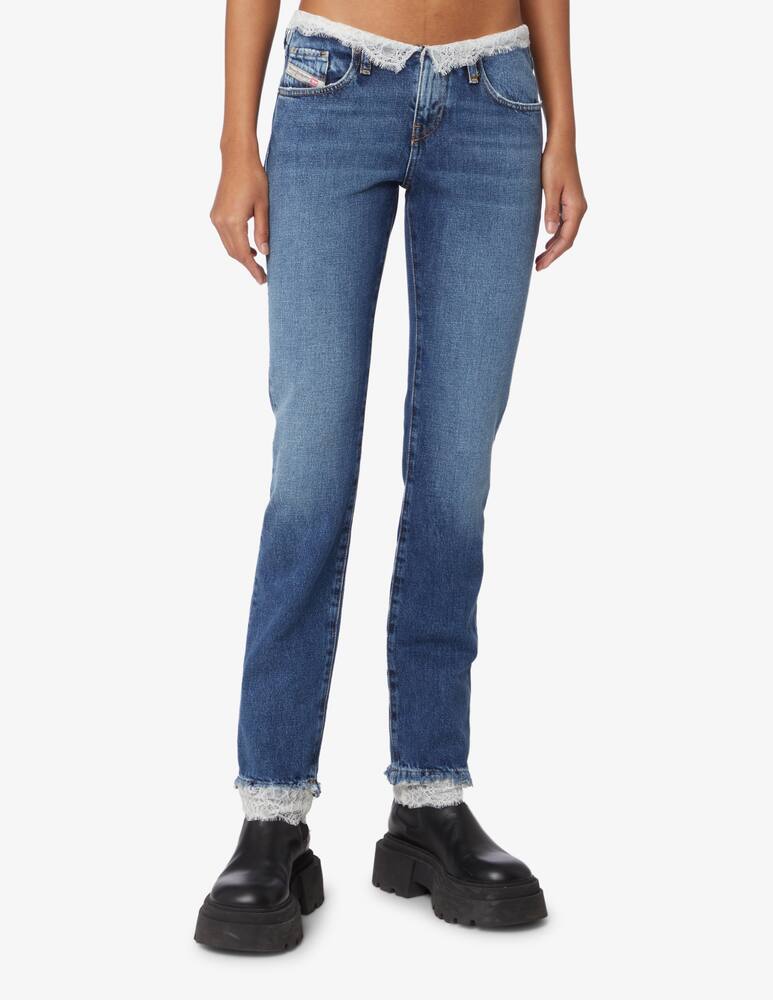 rinascente Diesel Jeans a vita bassa straight con dettagli in pizzo Show - Blu