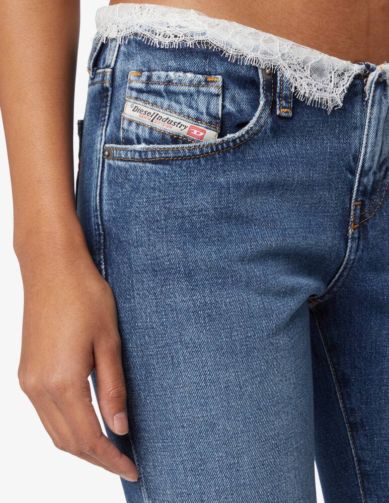 rinascente Diesel Jeans a vita bassa straight con dettagli in pizzo Show - Blu
