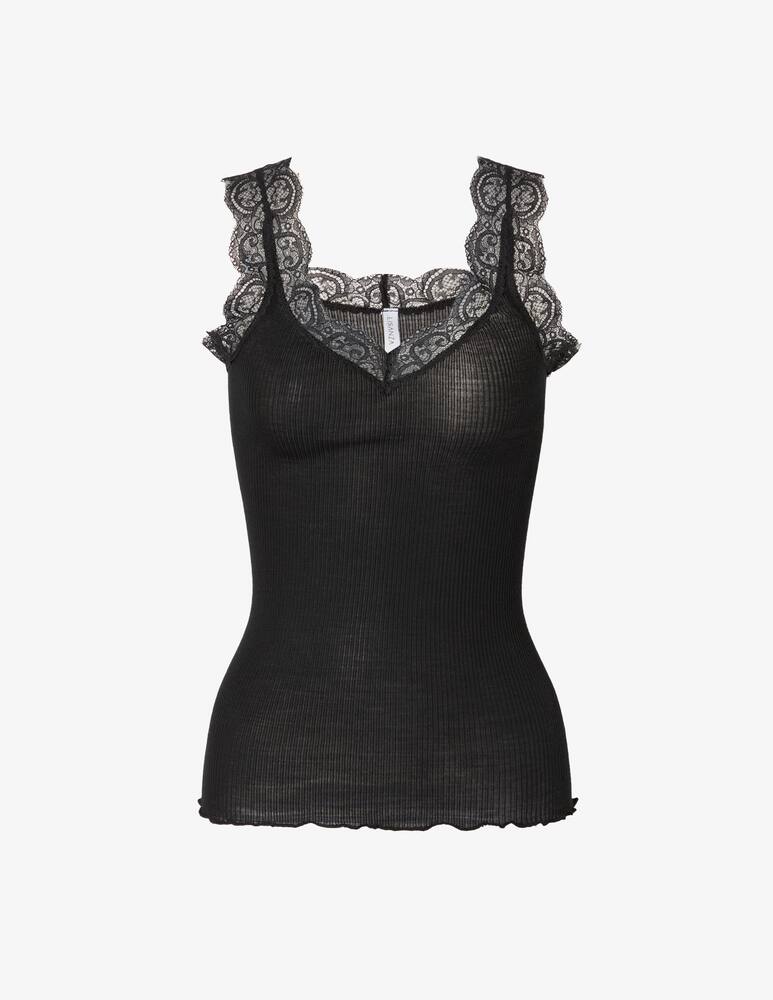 rinascente Lisanza Ribbed top with lace straps - Black