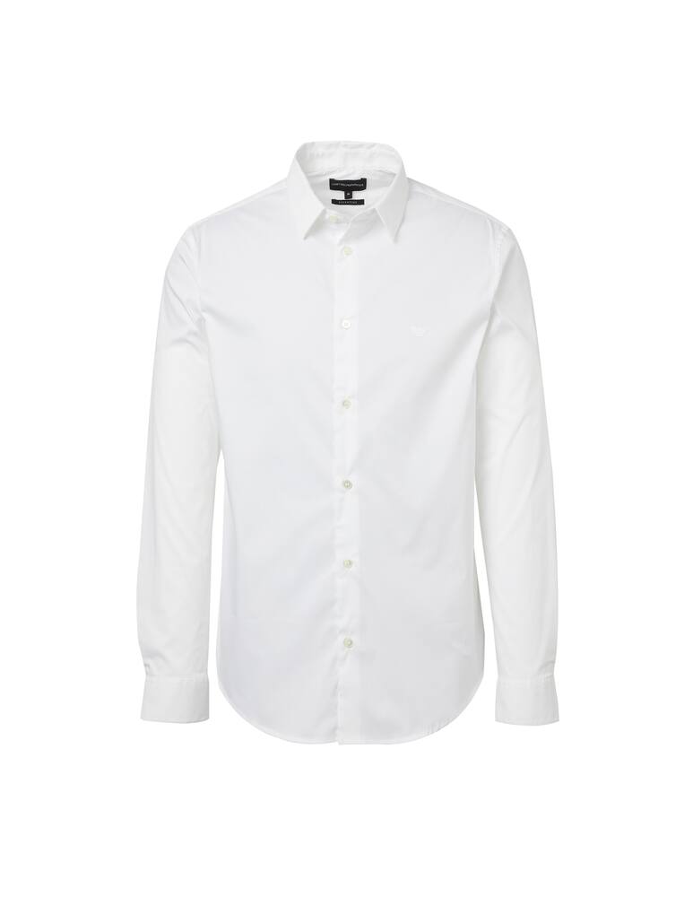 rinascente Emporio Armani Camicia manica lunga popeline stretch loghino - bianco