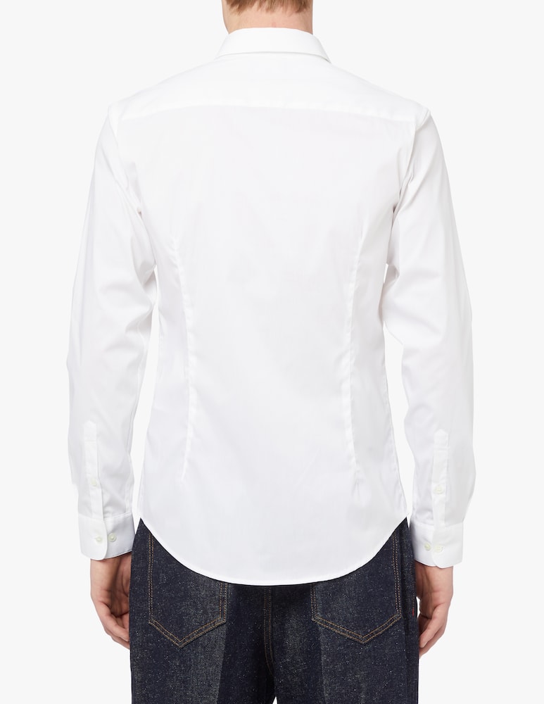 rinascente Emporio Armani Camicia manica lunga popeline stretch loghino - bianco